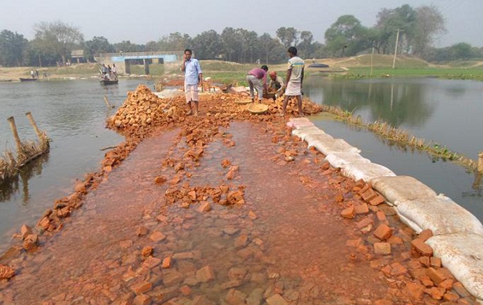 চাঁপাইনবাবগঞ্জে পাগলা নদীতে অবৈধ বাঁধ: ৩ হাজার বিঘা জমি প্লাবিত 